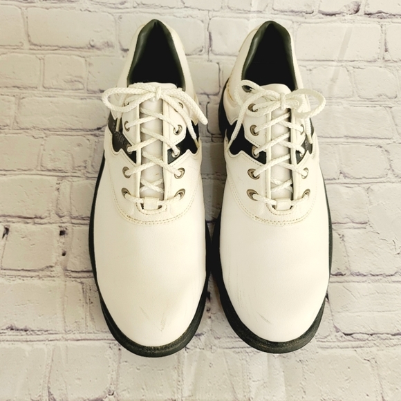 FootJoy FJ Green Joys Golf Shoes White Leather Spiked Athletic Shoes Men… - Picture 4 of 13